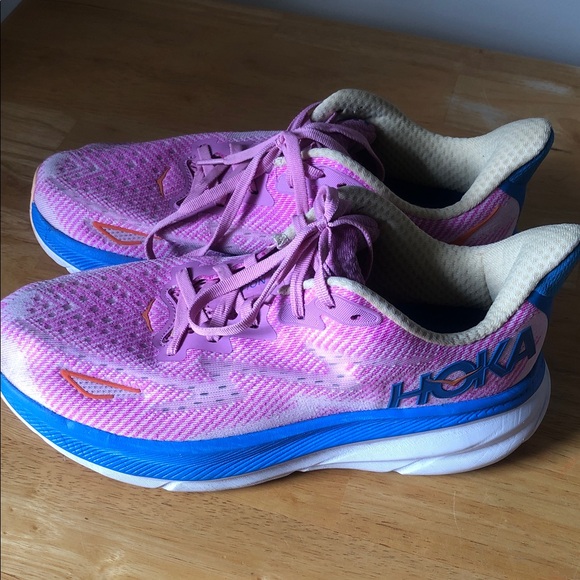 Hoka one Clifton 9 Women's sweet lilac spring Pink and Blue Athletic Shoes